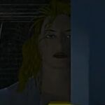 Laura holds the sword(key)