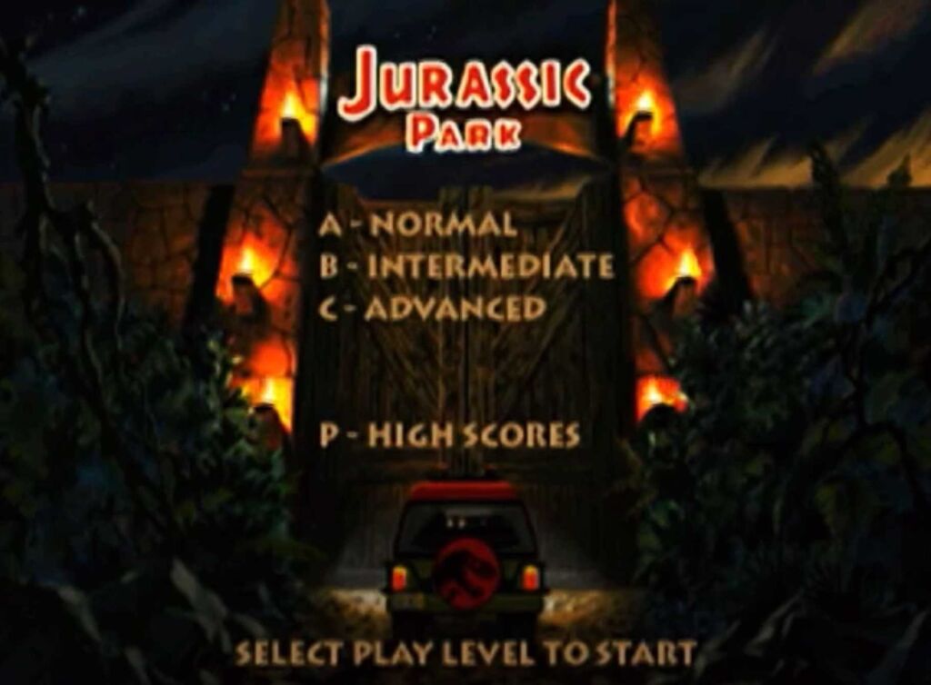 Jurassic Park game intro screen