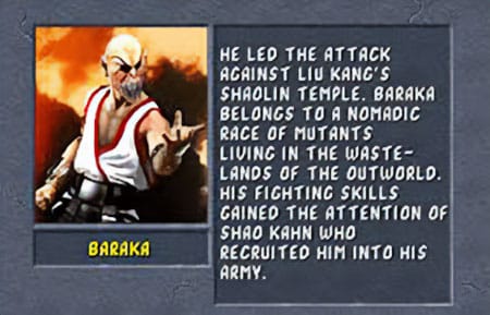 Baraka move list for Mortal Kombat 2 on 3DO