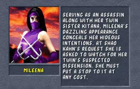 Mileena Mortal Kombat 2 move list for 3DO