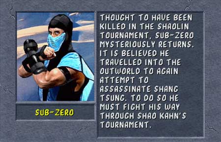 Sub Zero Mortal Kombat 2 3DO move list