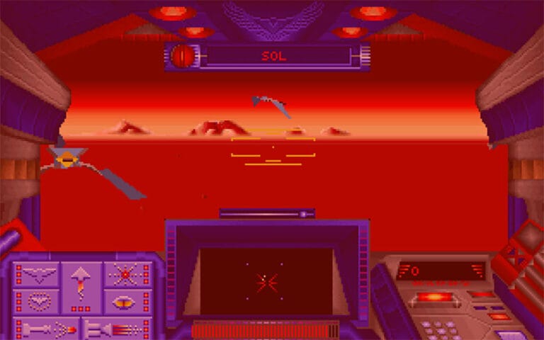 Stellar 7 Raven cockpit in DOS 1990